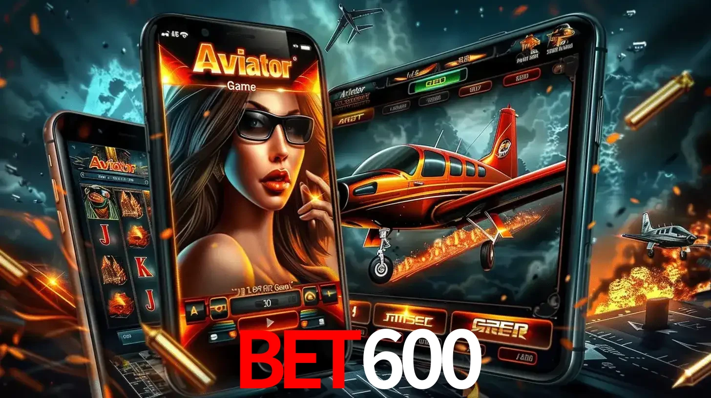 O popular jogo de apostas Aviator exibido em vários celulares e tablets, mostrando a interface emocionante e a ação de voo disponíveis para jogar agora no BET600.